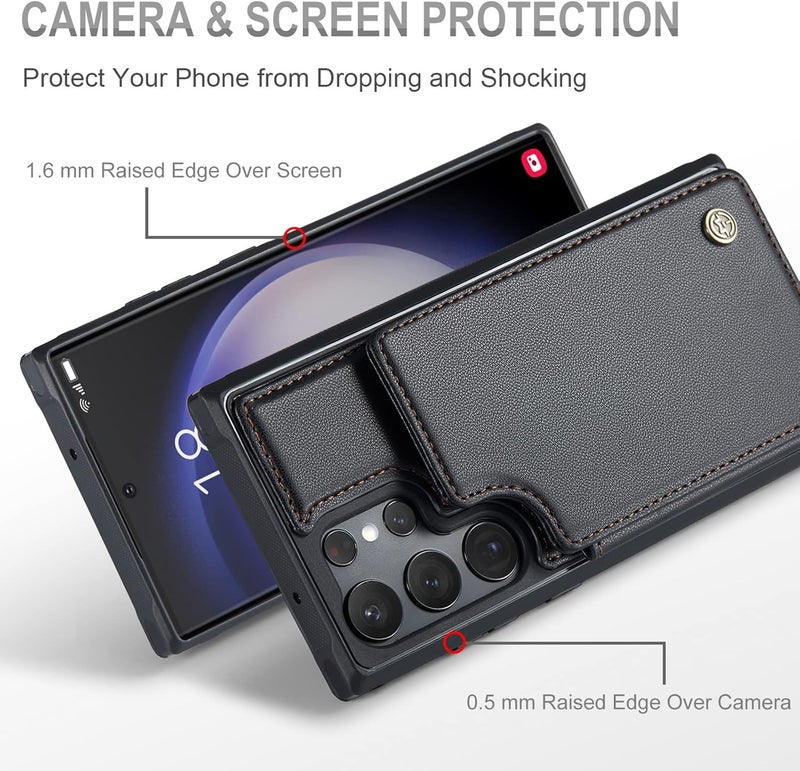 Vinich for Samsung Galaxy S23 Ultra Wallet Case with Card Holder, RFID Blocking Credit Slots Kickstand Shockproof Phone Cover Fit for Galaxy S23 Ultra 6.8" Black - Image 4